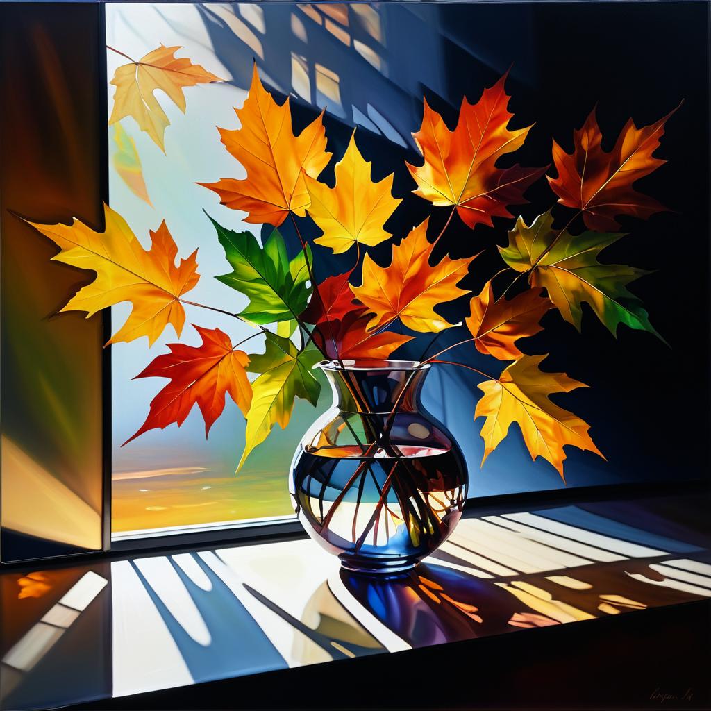 Cinematic Autumn Leaves in Oil Painting