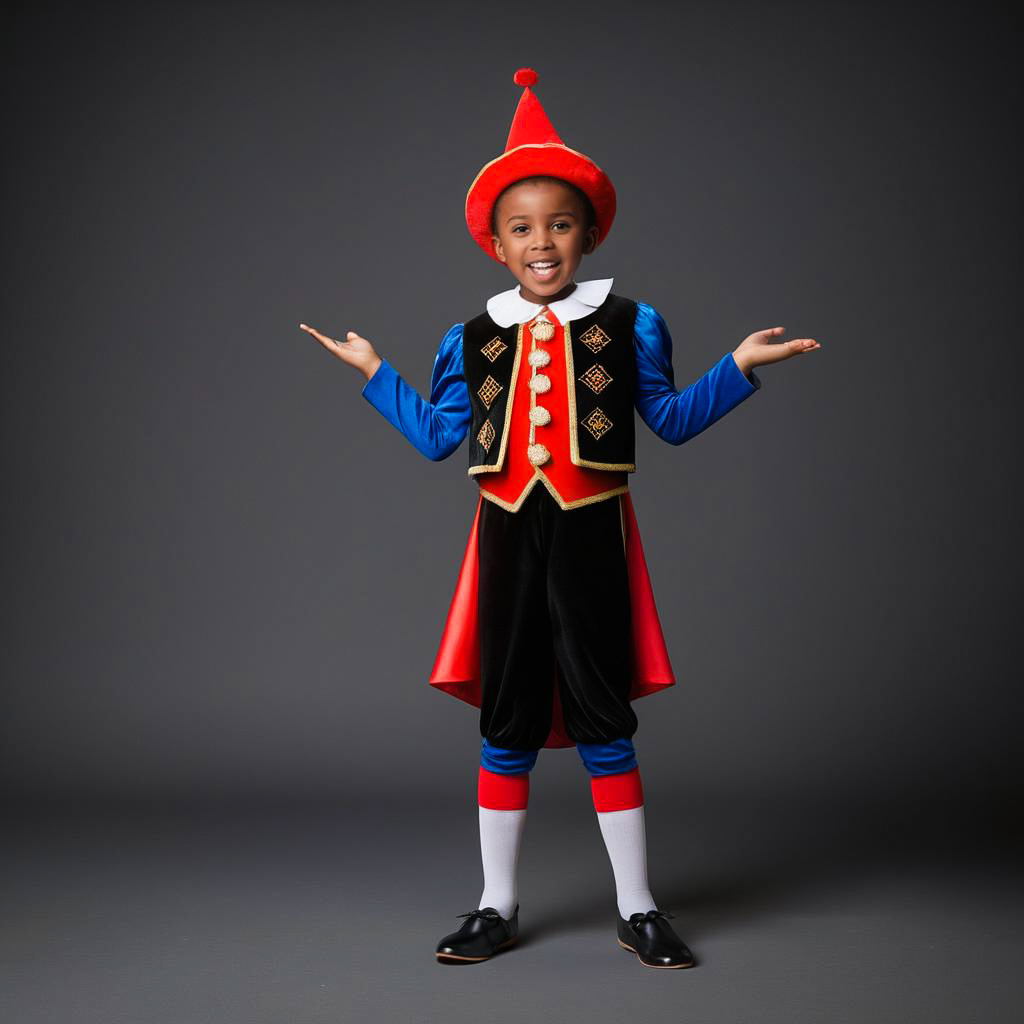 Excited Boy in Festive Zwarte Piet Costume