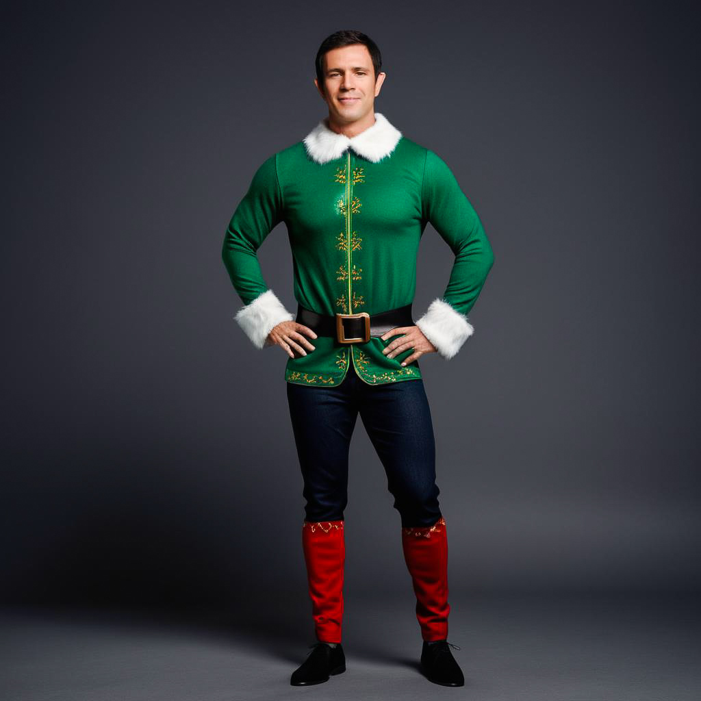 Delighted Father in Elf Costume Portrait