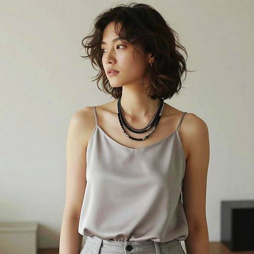 Casual Chic Woman in Silk Top
