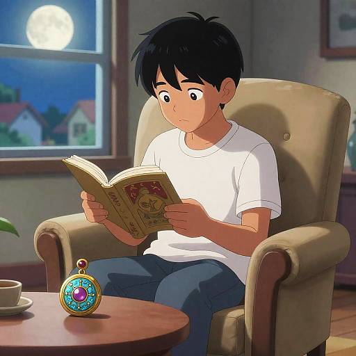 Whimsical Shōnen Scene with Filipino Boy