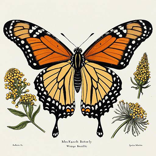 Vintage Monarch Butterfly Illustration