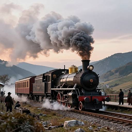 1830 Steam Locomotive in Mountains