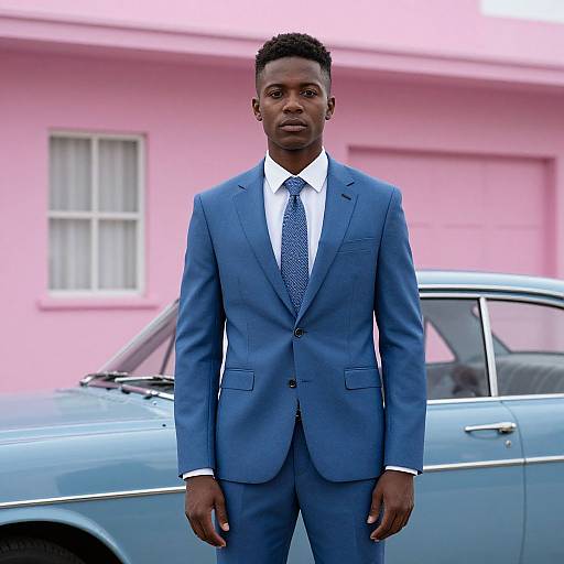 Stylish Man in Blue Suit