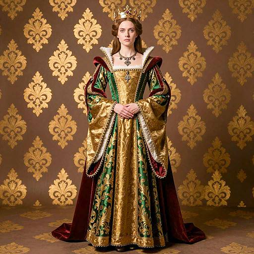 Regal Woman King in Medieval Costume