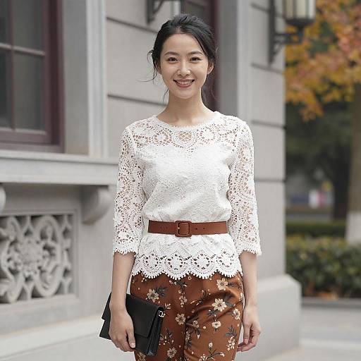 Autumn Portrait of Elegant Asian Woman