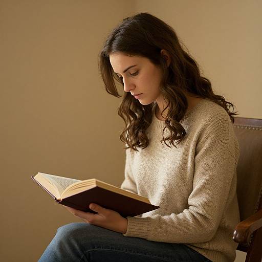 Contemplative Woman with Book in Light