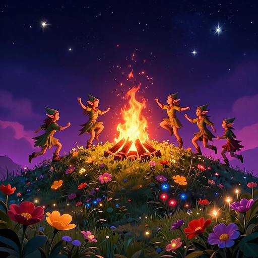 Fantasy Elf Dance Party on Hill