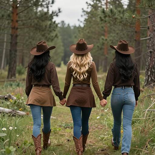 Three Friends in a Forest Setting