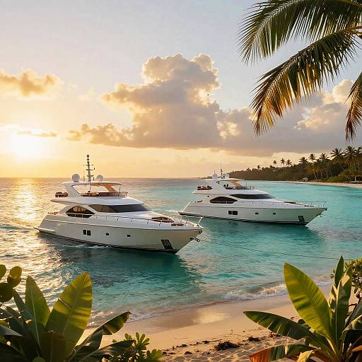 Impressionistic Luxury Yachts at Tahitian Bay
