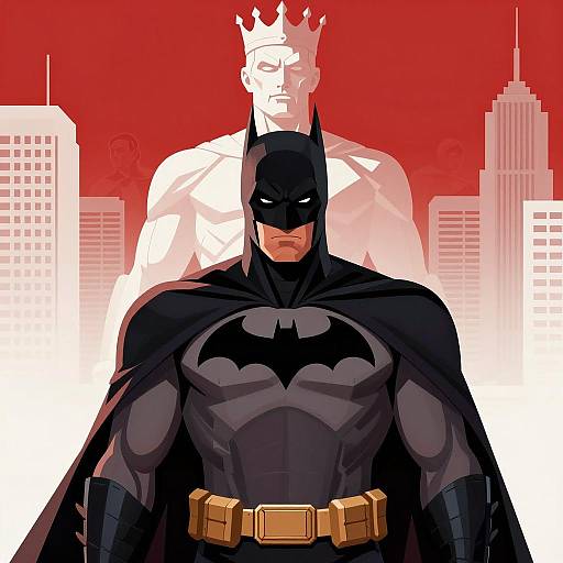 Dark Armored Batman with City Skyline