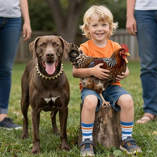 Charming Outdoor Scene with Child and Dog
