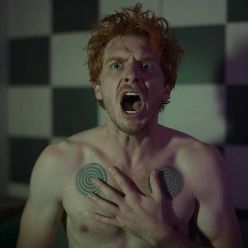 Terrified Man in Wild Colors and Shadows