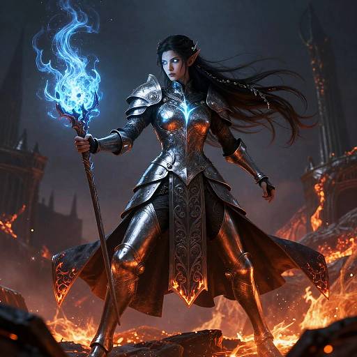 Ashbound Elven War-Priestess in Mithril Lamellar