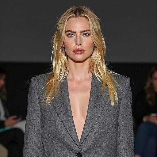 Elegant Blonde Woman Portrait in Blurred Background