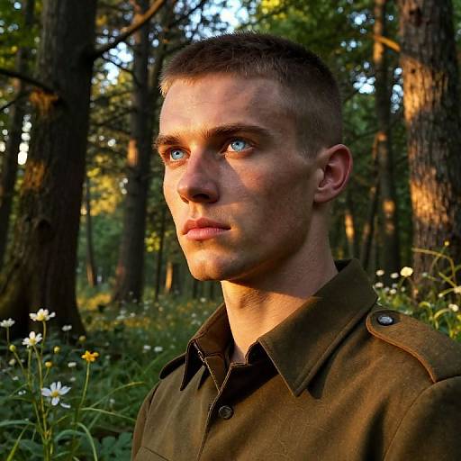 Stoic Figure in Golden Grove Light