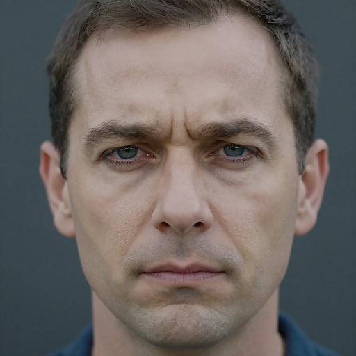 Serious Middle-Aged Man Close-Up Portrait