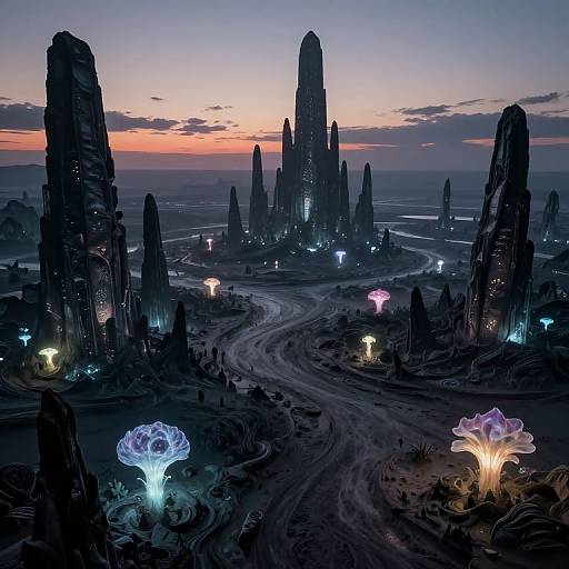 Surreal Alien Landscape at Twilight