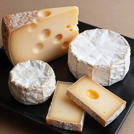 Assorted Gourmet Cheeses on Black Plate