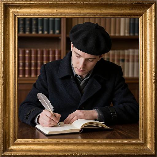 Man Writing in Vintage Study