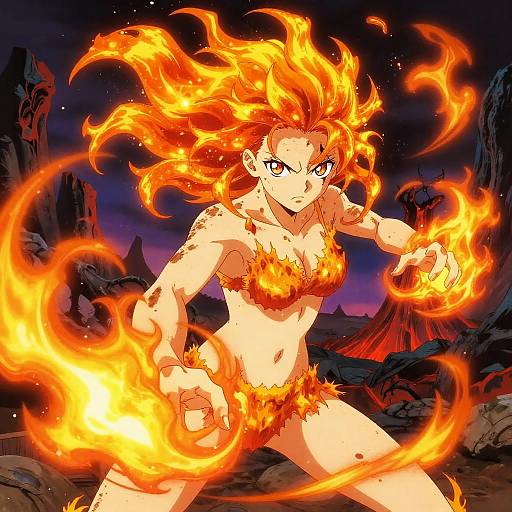 Anime Girl with Fiery Powers
