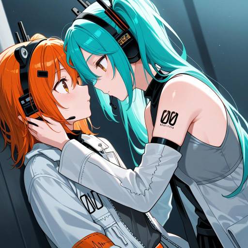 Elegant Android with Colorful Hair