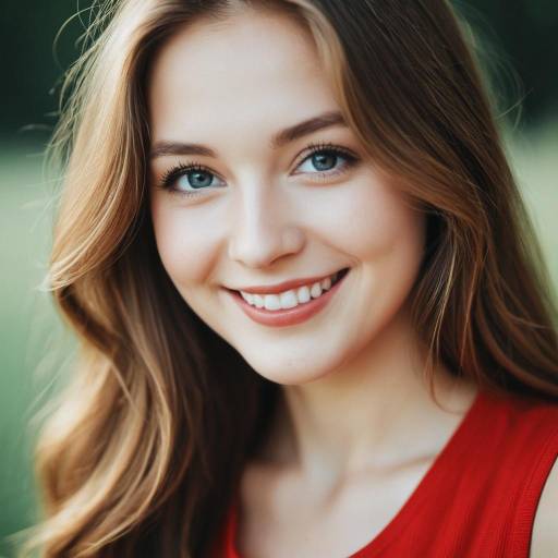 Smiling young woman with blue eyes