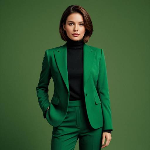 Realistic Woman in Green Suit Set