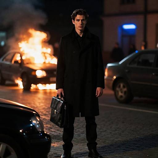 Mysterious Man in Dark Urban Night