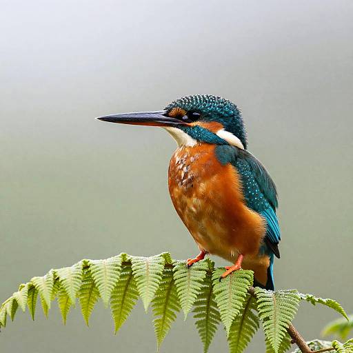 Realistic Kingfisher with Fern Background