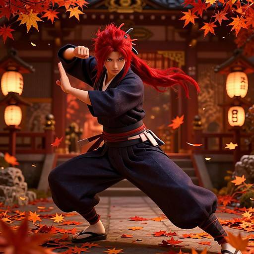 Momiji Ninja in Intense Battle Stance