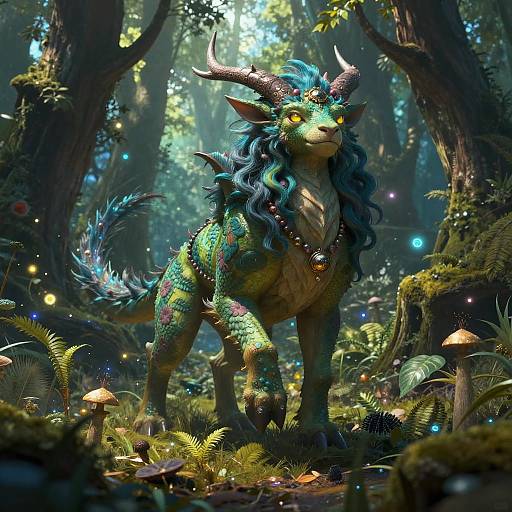 Fantasy Creature in Enchanted Forest