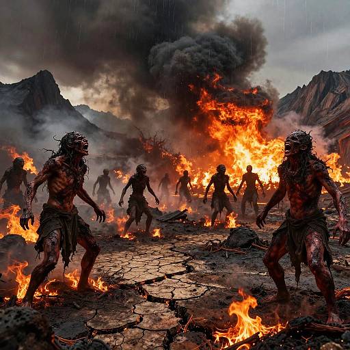 Realistic Hellscape with Tormented Figures