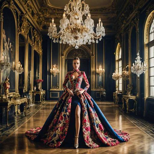 Woman in Luxurious Alexander McQueen Inspired Gown