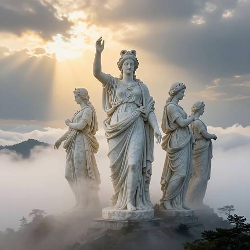 Ancient Marble Virtues on Misty Peak