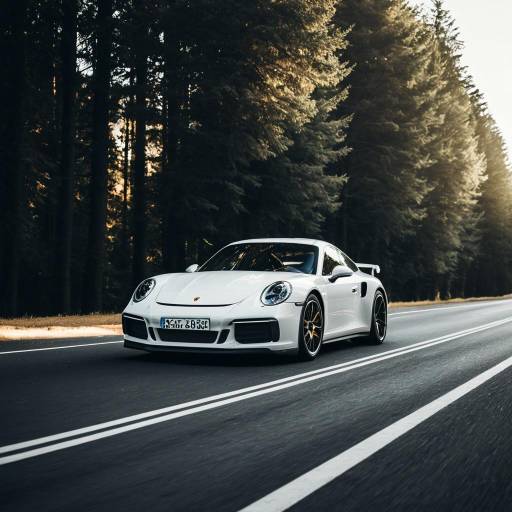 White Porsche 911 Sports Car on Forest Road