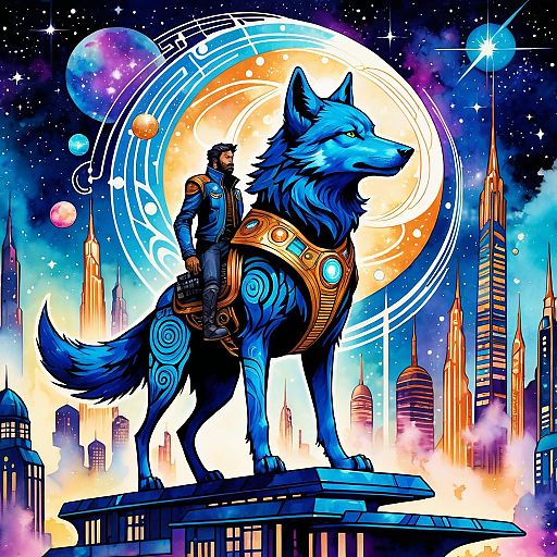 Cosmic Bounty Hunter in Art Nouveau City Cosmic Bounty Hunter in Art Nouveau City