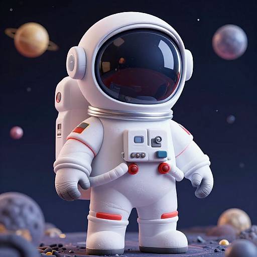 3D Cartoon Astronaut Conquering Space