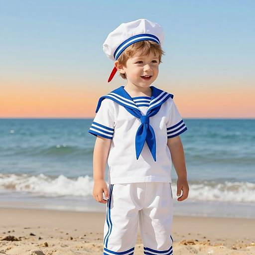 Young Sailor Boy on Sunny Shore