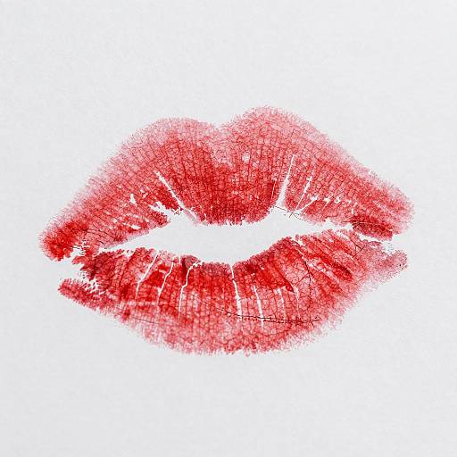 Close-Up of Vibrant Red Kiss Marks
