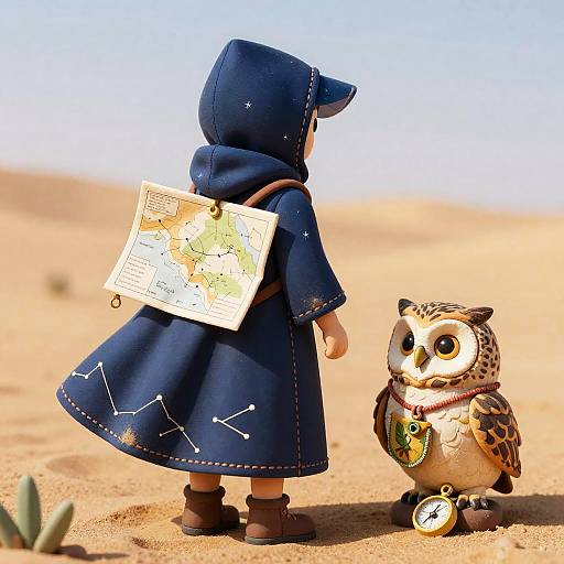 Midnight Starcloak Desert Scout and Owl