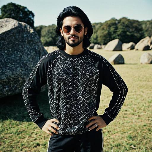 Man Wearing Black Polka Dot Sweater Outdoors