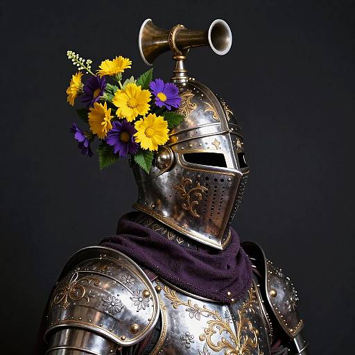 Ornate Medieval Knight Helmet Art