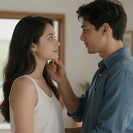 Couple Sharing an Intimate Moment Indoors