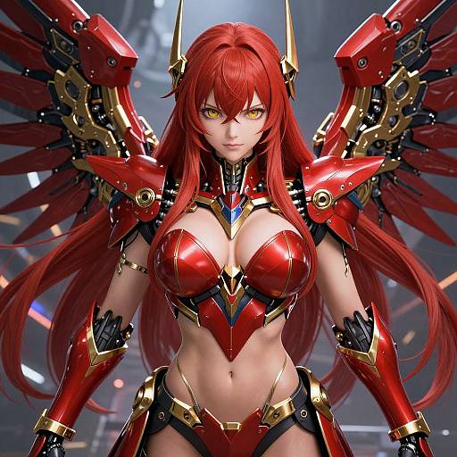 Futuristic Red-Haired Mech Girl