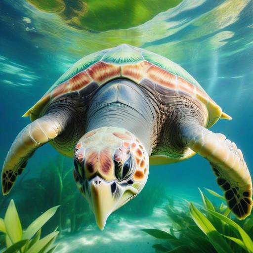 Realistic Underwater Sea Turtle Encounter