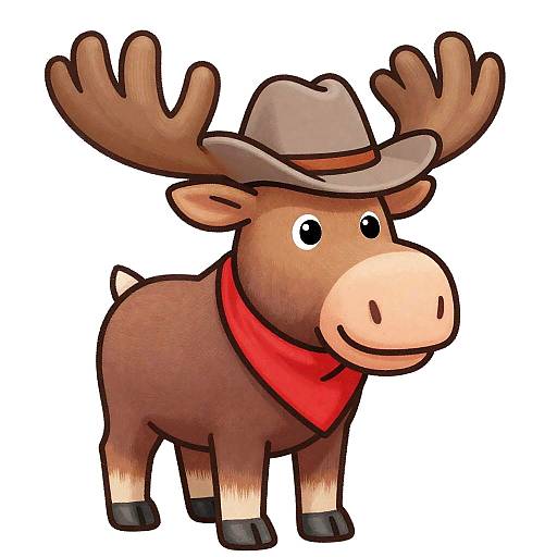 Whimsical Pastel Moose Cartoon