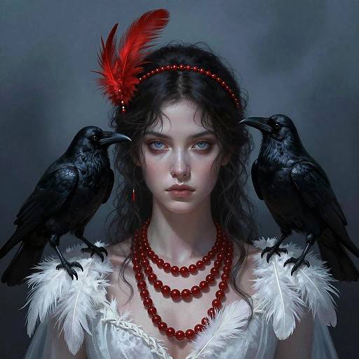 Dark Fantasy Woman with Ravens