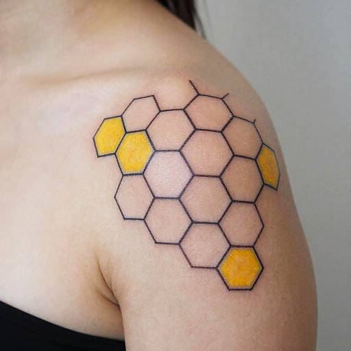 Minimalist Honeycomb Shoulder Tattoo