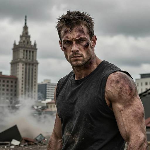 Determined Warrior Against Urban Grit